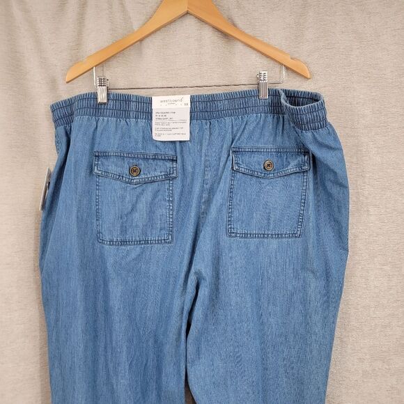 Westbound The Island Crop Blue Cotton Blend Cropped Straight Leg Pants Women's - Picture 5 of 12